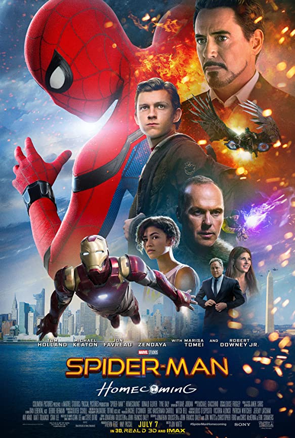 Robert Downey Jr., Michael Keaton, Marisa Tomei, Jon Favreau, Logan Marshall-Green, Zendaya, and Tom Holland in Spider-Man: Homecoming (2017)