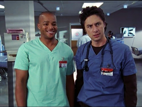 Zach Braff and Donald Faison in Scrubs (2001)