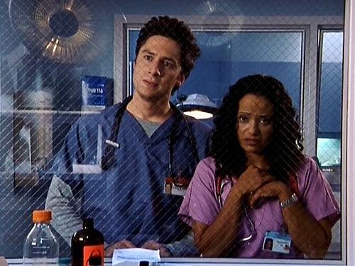 Zach Braff and Judy Reyes in Scrubs (2001)