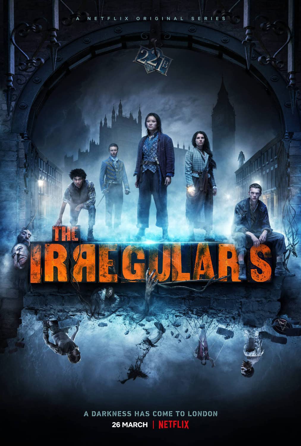 McKell David, Thaddea Graham, Harrison Osterfield, Jojo Macari, and Darci Shaw in The Irregulars (2021)