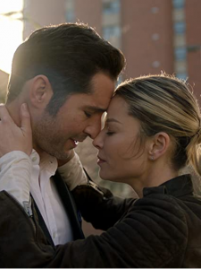 Tom Ellis and Lauren German as Lucifer and Chloe Decker in Lucifer