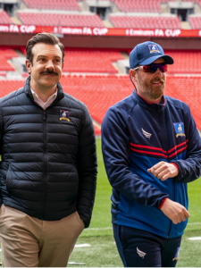 Jason Sudeikis and Brendan Hunt as Ted Lasso and Coach Beard in season two of Ted Lasso