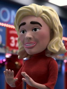 Claymation Hannah Waddingham as Rebecca Welton in The Missing Christmas Mustache