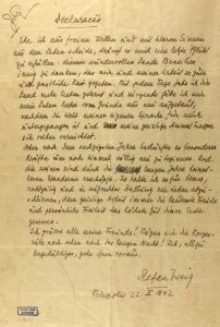 Zweig's letter