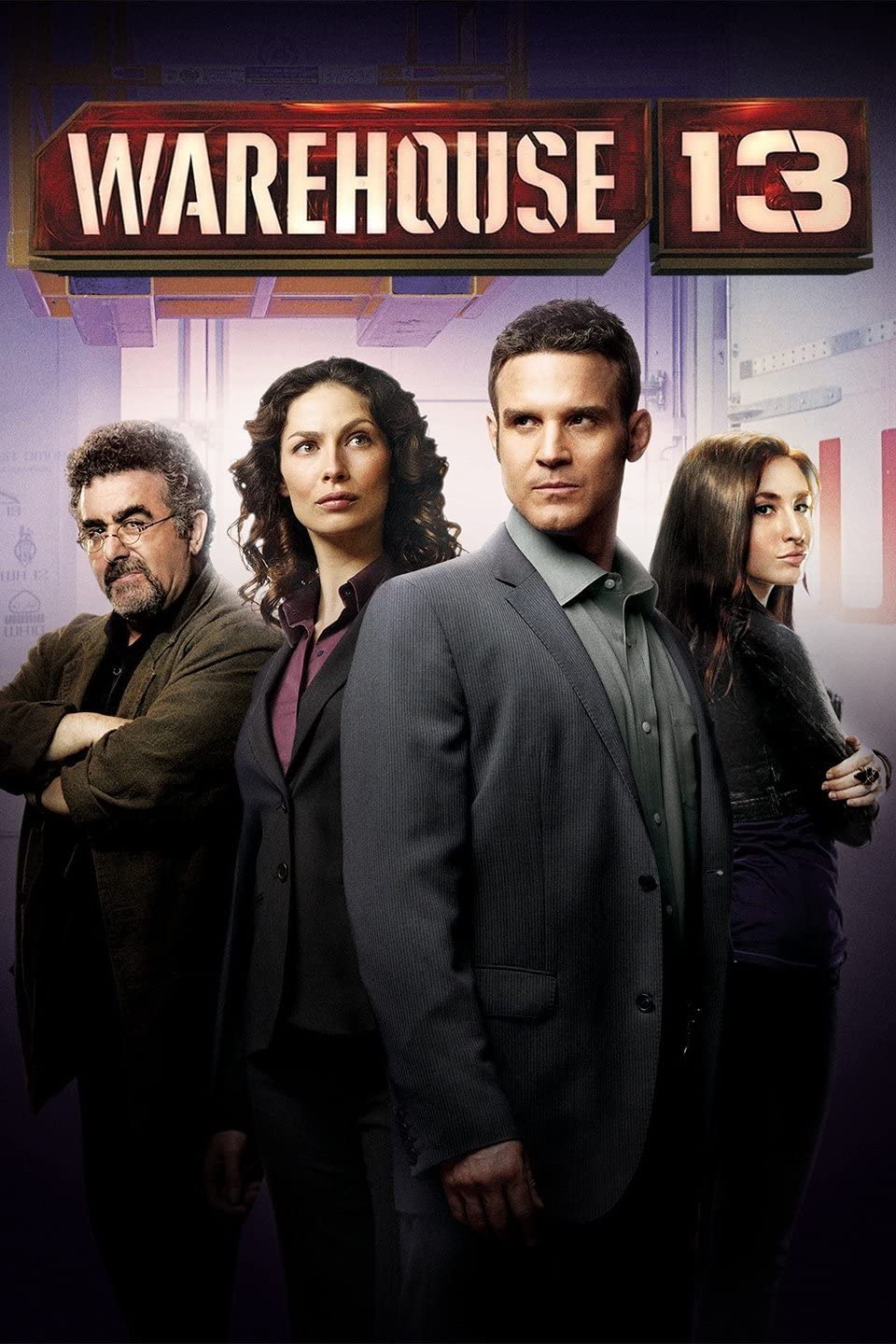 Saul Rubinek, Eddie McClintock, Joanne Kelly, and Allison Scagliotti in Warehouse 13 (2009)