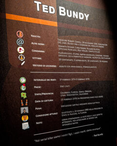 Infografica Ted Bundy presso “Serial Killer Exhibition” Milano 2023