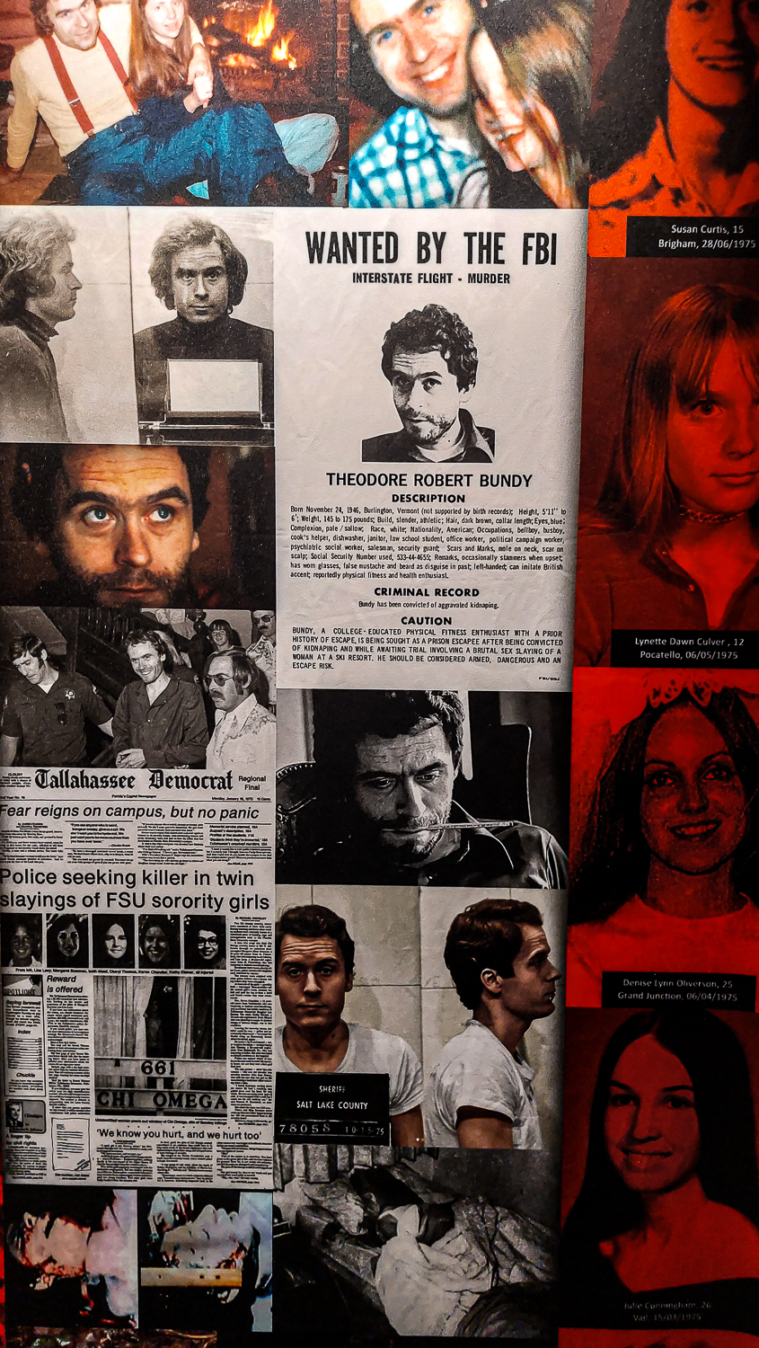 Infografica Theodore Bundy presso “Serial Killer Exhibition” Milano 2023