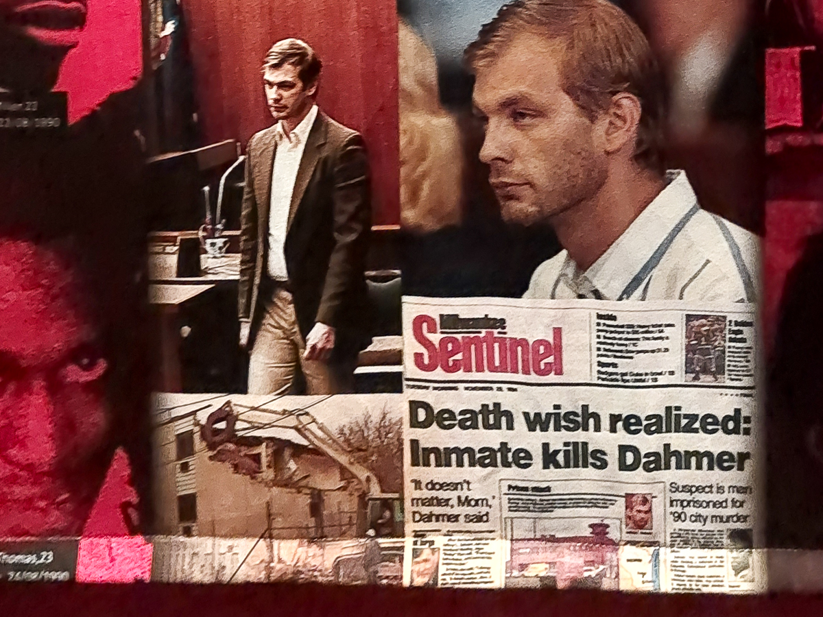 Jeffrey Dahmer infografica espositiva, ritaglio, presso “Serial Killer Exhibition” Milano 2023