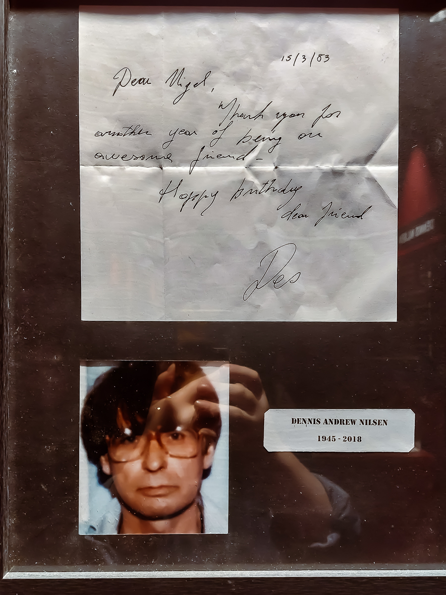 Lettera di Dennis Nilsen in esposizione presso “Serial Killer Exhibition” Milano 2023