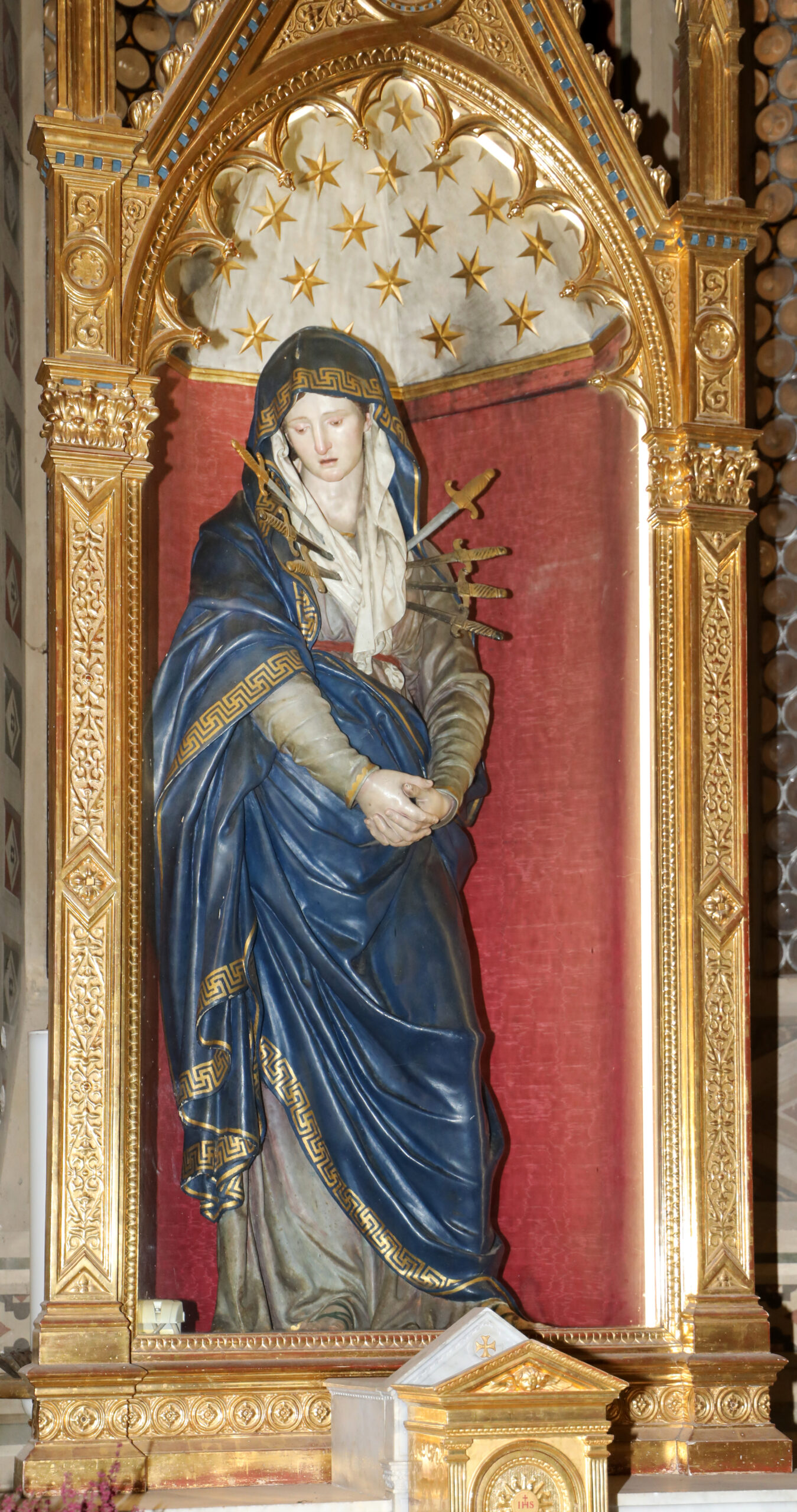Statua della madonna addolorata, in cartapesta, 1836, basilica di San Clemente in Santa Maria dei Servi