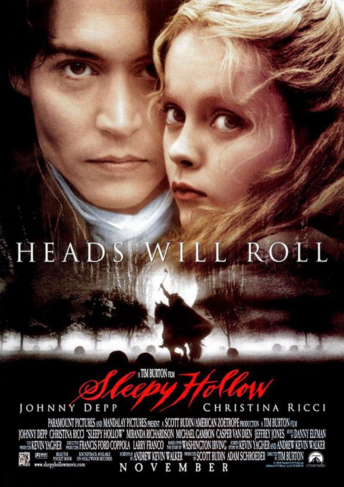 Johnny Depp, Christina Ricci, and Christopher Walken in Il mistero di Sleepy Hollow (1999)